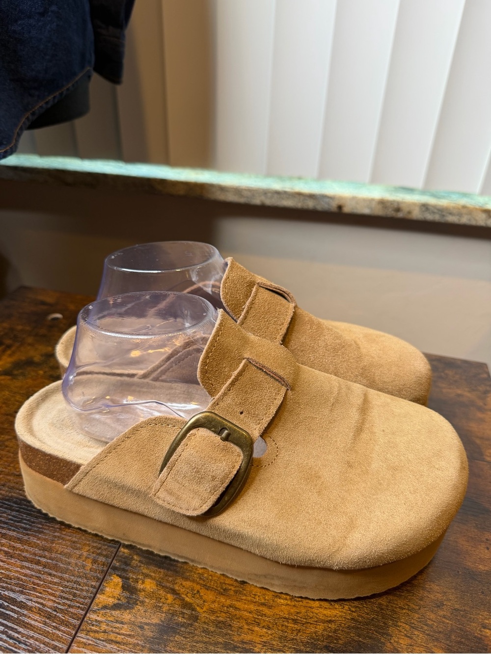 CUSHIONAIRE Women's Granola Genuine Suede Cork Footbed Platform Clog SZ 10 W
